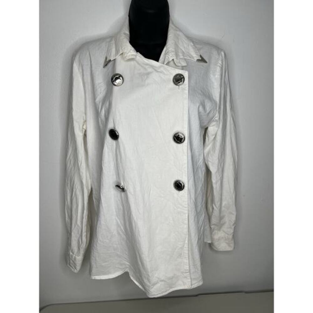 Vintage Lilia Guilty Western Button White Collar Tips Made In USA Size XS